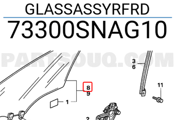 Honda 73300SNAG10 GLASSASSYRFRD
