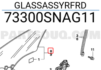 Honda 73300SNAG11 GLASSASSYRFRD