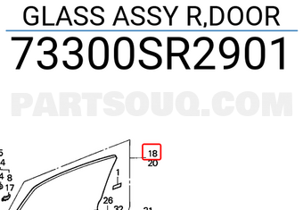 Honda 73300SR2901 GLASS ASSY R,DOOR