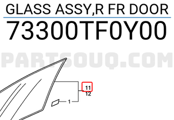 Honda 73300TF0Y00 GLASS ASSY,R FR DOOR
