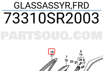 Honda 73310SR2003 GLASSASSYR,FRD