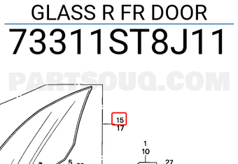 Honda 73311ST8J11 GLASS R FR DOOR