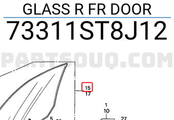Honda 73311ST8J12 GLASS R FR DOOR
