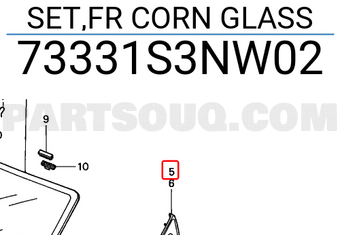 Honda 73331S3NW02 SET,FR CORN GLASS