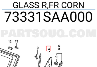 Honda 73331SAA000 GLASS R,FR CORN