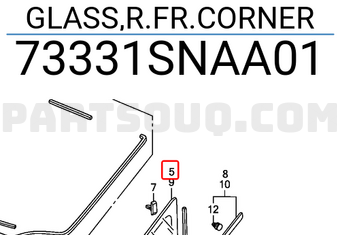 Honda 73331SNAA01 GLASS,R.FR.CORNER