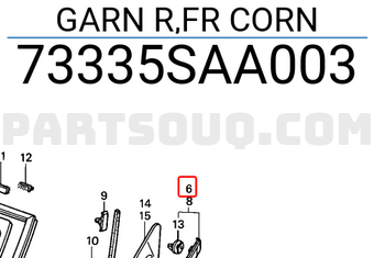 Honda 73335SAA003 GARN R,FR CORN
