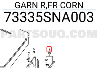 Honda 73335SNA003 GARN R,FR CORN
