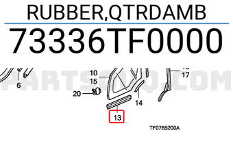 Honda 73336TF0000 RUBBER,QTRDAMB