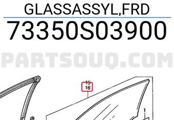 Honda 73350S03900 GLASSASSYL,FRD