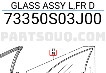 Honda 73350S03J00 GLASS ASSY L,FR D