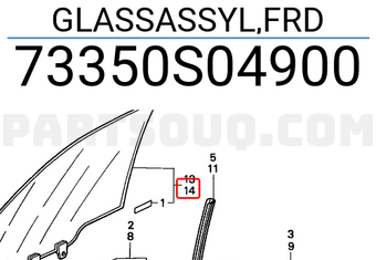 Honda 73350S04900 GLASSASSYL,FRD