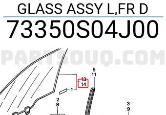 Honda 73350S04J00 GLASS ASSY L,FR D