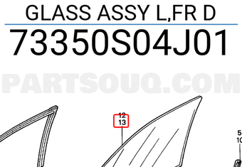 Honda 73350S04J01 GLASS ASSY L,FR D