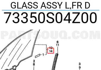 Honda 73350S04Z00 GLASS ASSY L,FR D