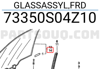 Honda 73350S04Z10 GLASSASSYL,FRD