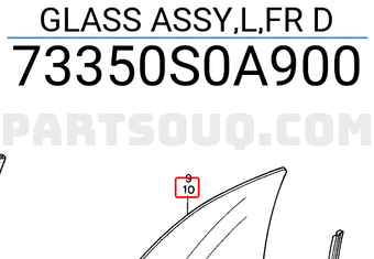 Honda 73350S0A900 GLASS ASSY,L,FR D