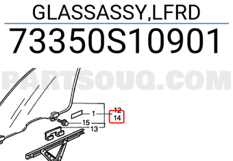 Honda 73350S10901 GLASSASSY,LFRD