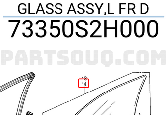Honda 73350S2H000 GLASS ASSY,L FR D