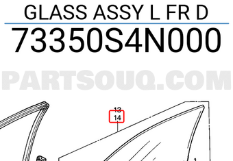 Honda 73350S4N000 GLASS ASSY L FR D