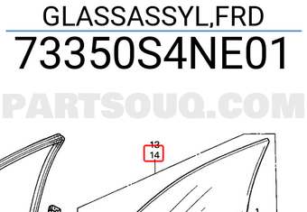 Honda 73350S4NE01 GLASSASSYL,FRD