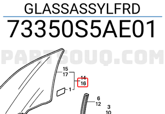 Honda 73350S5AE01 GLASSASSYLFRD