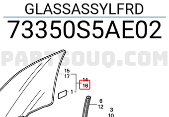 Honda 73350S5AE02 GLASSASSYLFRD