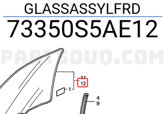 Honda 73350S5AE12 GLASSASSYLFRD