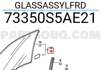 Honda 73350S5AE21 GLASSASSYLFRD