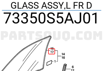 Honda 73350S5AJ01 GLASS ASSY,L FR D