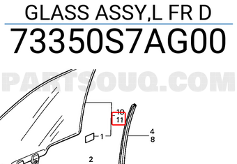 Honda 73350S7AG00 GLASS ASSY,L FR D