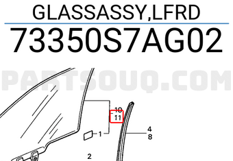 Honda 73350S7AG02 GLASSASSY,LFRD