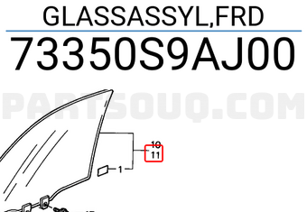 Honda 73350S9AJ00 GLASSASSYL,FRD