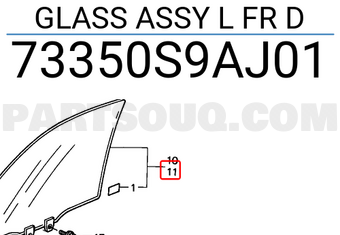 Honda 73350S9AJ01 GLASS ASSY L FR D