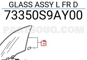 Honda 73350S9AY00 GLASS ASSY L FR D