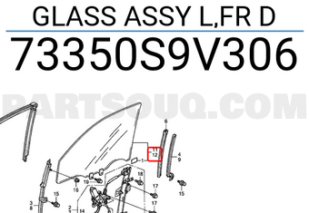 Honda 73350S9V306 GLASS ASSY L,FR D