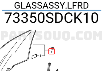 Honda 73350SDCK10 GLASSASSY,LFRD