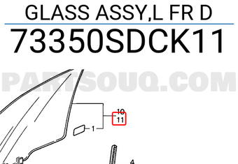 Honda 73350SDCK11 GLASS ASSY,L FR D