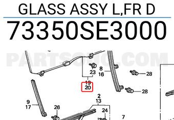 Honda 73350SE3000 GLASS ASSY L,FR D
