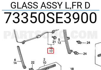 Honda 73350SE3900 GLASS ASSY L,FR D