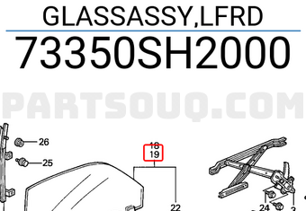 Honda 73350SH2000 GLASSASSY,LFRD
