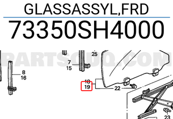 Honda 73350SH4000 GLASSASSYL,FRD