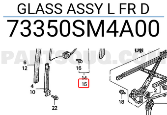 Honda 73350SM4A00 GLASS ASSY L FR D