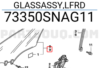 Honda 73350SNAG11 GLASSASSY,LFRD