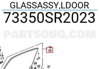 Honda 73350SR2023 GLASSASSY,LDOOR