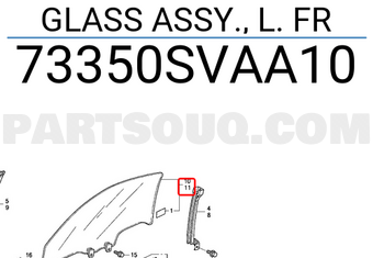 Honda 73350SVAA10 GLASS ASSY., L. FR