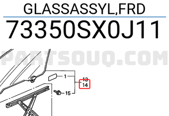Honda 73350SX0J11 GLASSASSYL,FRD