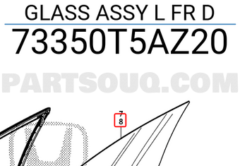 Honda 73350T5AZ20 GLASS ASSY L FR D