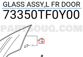 Honda 73350TF0Y00 GLASS ASSY,L FR DOOR