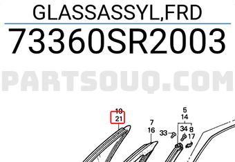 Honda 73360SR2003 GLASSASSYL,FRD